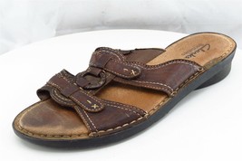 Clarks Sz 8 M Brown Slide Leather Women Sandals 60273 - £23.18 GBP