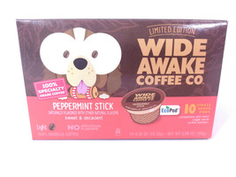 Wide Awake Coffee Pods 10-Pk Peppermint Stick Light Roast, K Single Cup Brewer - £11.16 GBP