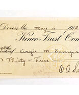 1913 Kineo Trust Company Bank Check E.A. Sampson Dover Maine Signed 4110... - $28.01 CAD