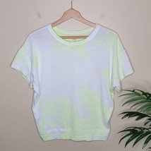 Sundry | Neon Yellow &amp; White Short Sleeve Tie Dye Sweatshirt Sundry size 1 small - £22.77 GBP