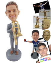 Personalized Bobblehead Handsome Man Holding A Trumpet - Musicians &amp; Arts Wind I - $91.00