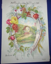 Victorian Sample Merit Reward Card Horse Shoe Embossed Floral Design Lat... - $133.06 MXN