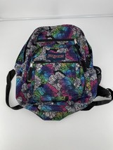 JANSPORT backpack Large Full Size Black w/ Flowers - $13.98