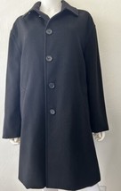 Loro Piana Trench Coat Mid Length Black Wool Storm System Overcoat Nordstrom 40S - £215.33 GBP