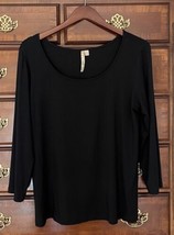 COMFY USA Tunic Top 3/4 Sleeve Shirt Stretch Modal Jersey Knit Black XL ... - $24.72