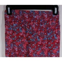 Lularoe One Size Leggings Red With Blue &amp; Lavendar Floral Designs - £8.32 GBP