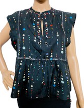 Isabel Marant Women&#39;s Casual Black Odena Cosmic Printed Blouse Tunic Top... - $123.96