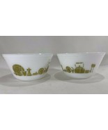 2 RARE Retro Federal Milk Glass 8” Avocado Olive Kitchen Tool Line Mixin... - €30,80 EUR