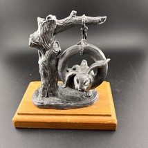 Michael Ricker Rabbit In Tire Swing Hand Signed Pewter Figurine - £28.83 GBP