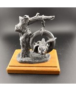 MICHAEL RICKER Rabbit In Tire Swing Hand Signed Pewter Figurine - $51.15 CAD