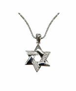 Silver Tone Star of David Bronze Rhodium Plated CZ Pendant Chain Necklac... - $37.66 CAD