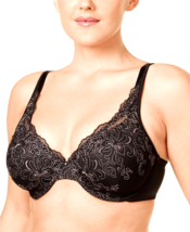 Playtex Love My Curves Side-Smoothing Embroidered Underwire Bra 4513 BLACK 42DDD - $14.99