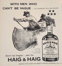 1958 Print Ad Haig &amp; Haig Five Star Scotch Whiskey Men in Canoe - £11.65 GBP