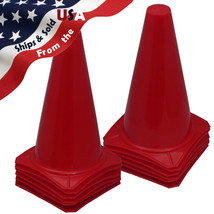9&quot; Football Training Pitch Marker Traffic Cone Space Field Agility Cone RED - £22.04 GBP