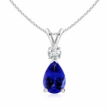 ANGARA 9x6mm Natural Tanzanite Teardrop Pendant Necklace with Diamond in Silver - £577.81 GBP+