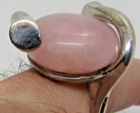 Mid-Century Sterling Silver and Round Pink Quartz Modernist Ring Size 8.25 - $147.51