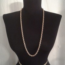 Gold colored metal twisted rope necklace 30 inches chain link - £32.25 GBP