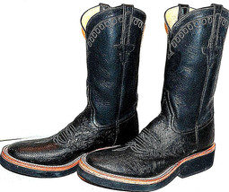 Rios of Mercedes Black Smooth Ostrich Crepe Sole Cowboy Boots 6.5 D Ladies 7.5-8 - £334.21 GBP