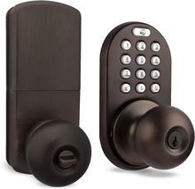 Milocks TKK-02OB Digital Door Knob Lock with Electronic Keypad, Oil Rubbed Bronz - £58.72 GBP