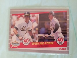1989 Fleer Speed &amp; Power 40/40 Jose Canseco Baseball Card #628. Free Shipping! - £6.17 GBP