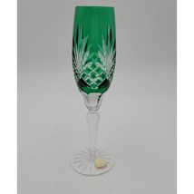 Vtg AJKA/CCI Carolyne Flute Green Esmerald Cut To Clear Crystal Hungare Bohemian - £49.17 GBP