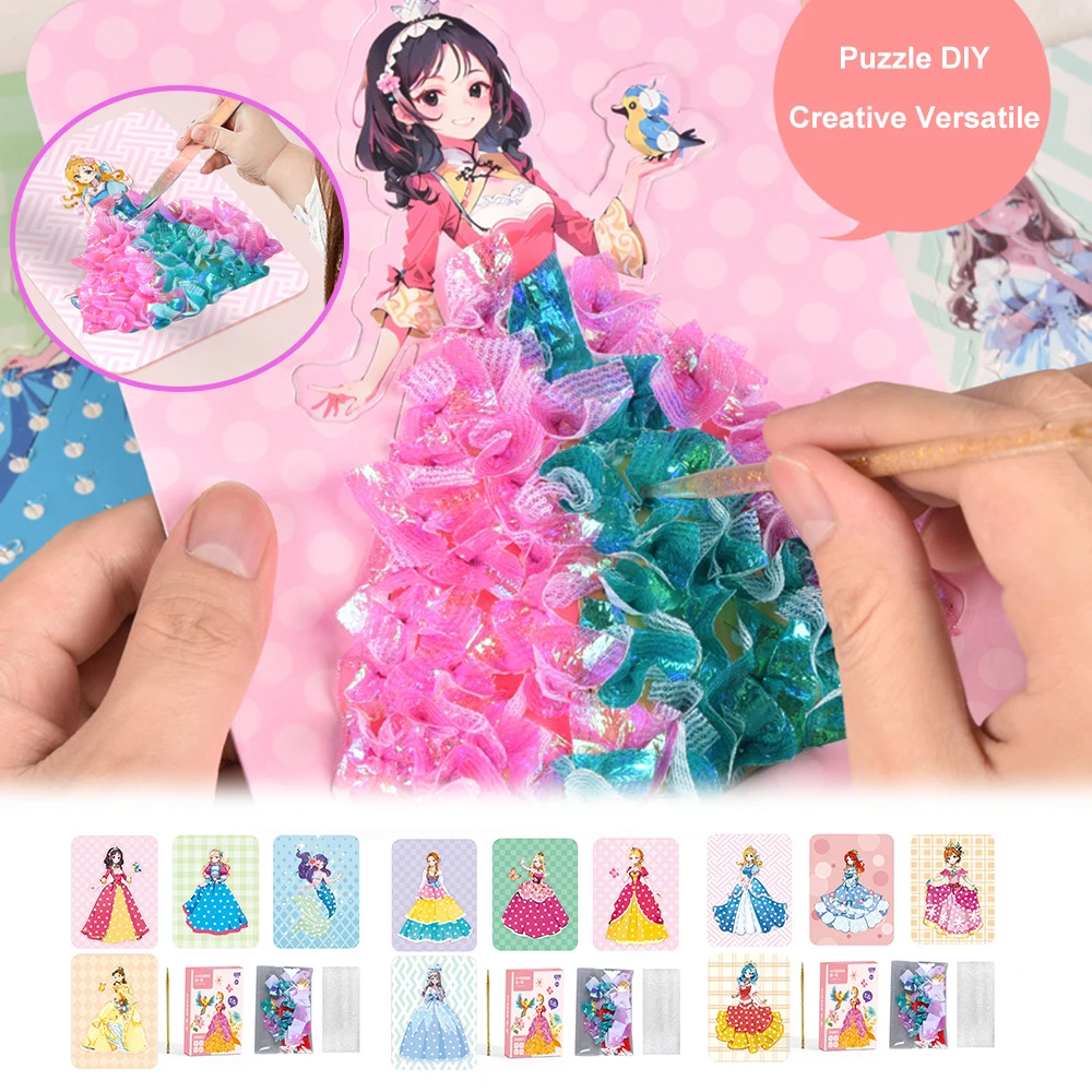 1 set Painting Sticker DIY Craft Toys Kid Art Girls Poking Princess Dress - £10.48 GBP+