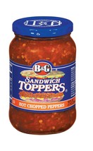  b g peppers hot chopped toppers 16 oz jar pack of thumb200