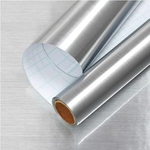 Silver Metallic Contact Paper Self Adhesive Silver Stainless Steel Peel And - £32.88 GBP