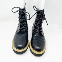 Mi.iM Womens Black Faux Leather Lace up Combat Boots, Size 8.5 - £18.62 GBP