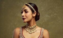 VeroniQ Trends-Bollywood Inspired Meenakari Necklace in Pachi Kundan-Pearls - £315.68 GBP