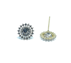 ADIRFINE 10K Solid Gold Starburst Cubic Zirconia Stud Earrings - $219.99