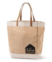 Briefcase Tote Shopping Bag Jute With Leather Handles Environmentally Fr... - $23.76