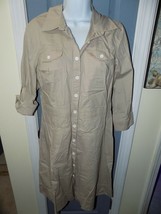 Liz Claiborne Khaki Cargo Military Stewardess Secretary Shirtdress Dress Size 10 - £31.58 GBP
