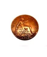 1908 Great Britain One Penny King George V Large Cent England Coin - €5,94 EUR