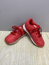 Reebok Classic Athletic Shoes Children Kids Size 8 US Red Leather Lace Up - $16.83