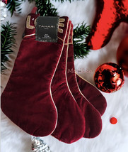 Tahari Luxury Christmas Stockings Beaded Velvet 22&quot; Love Noel Joy Hope Set of 4 - £99.87 GBP