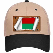 Madagascar Flag Scroll Novelty Khaki Mesh License Plate Hat - £22.80 GBP
