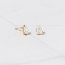 1/2CT Simulé Diamant Mini Solitaire Boucles D&#39;Oreilles 14k Argent Plaqué Or - £28.33 GBP