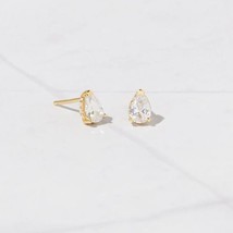 1/2CT Simulé Diamant Mini Solitaire Boucles D&#39;Oreilles 14k Argent Plaqué Or - £27.04 GBP