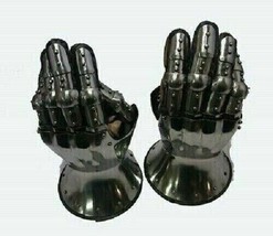SCA LARP Medieval Knight Gauntlets Functional Armor Gloves Leather Steel Design - £84.66 GBP
