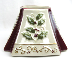 Yankee Candle Holder &quot;Holly Cranberry&quot; Candle Topper Shade Christmas Decor - £7.98 GBP