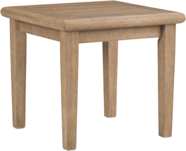 Gerianne Outdoor Eucalyptus Wood Square End Table, Beige - £216.93 GBP