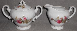 Bond China POMPADOUR ROSE PATTERN Creamer and Sugar Set - £23.18 GBP