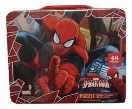 Marvel Spiderman 48 Piece Puzzle in Tin Lunchbox, Red, Blue, White - $15.63