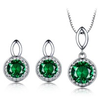 925 Sterling Silver Jewelry Emerald Gemstone Jewelry sets for Women Stud Earring - £38.86 GBP