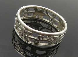 PETER STONE 925 Sterling Silver - Vintage Open Floral Band Ring Sz 9 - RG8892 - £28.54 GBP
