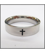 Stainless Steel Stamped Ring 6mm, High Polished Cross - £14.08 GBP+