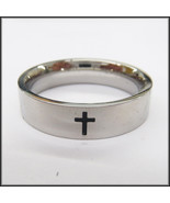 Stainless Steel Stamped Ring 6mm, High Polished Cross - $24.64 CAD