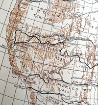 Map 1942 Transcontinental Routes c1850-1858 10 x 9&quot; Territory History DWW6B - $460.23 MXN