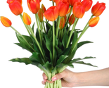 6 Bunches Artificial Tulips Flowers 30 Pcs Real Touch Flower Soft Faux T... - $58.35
